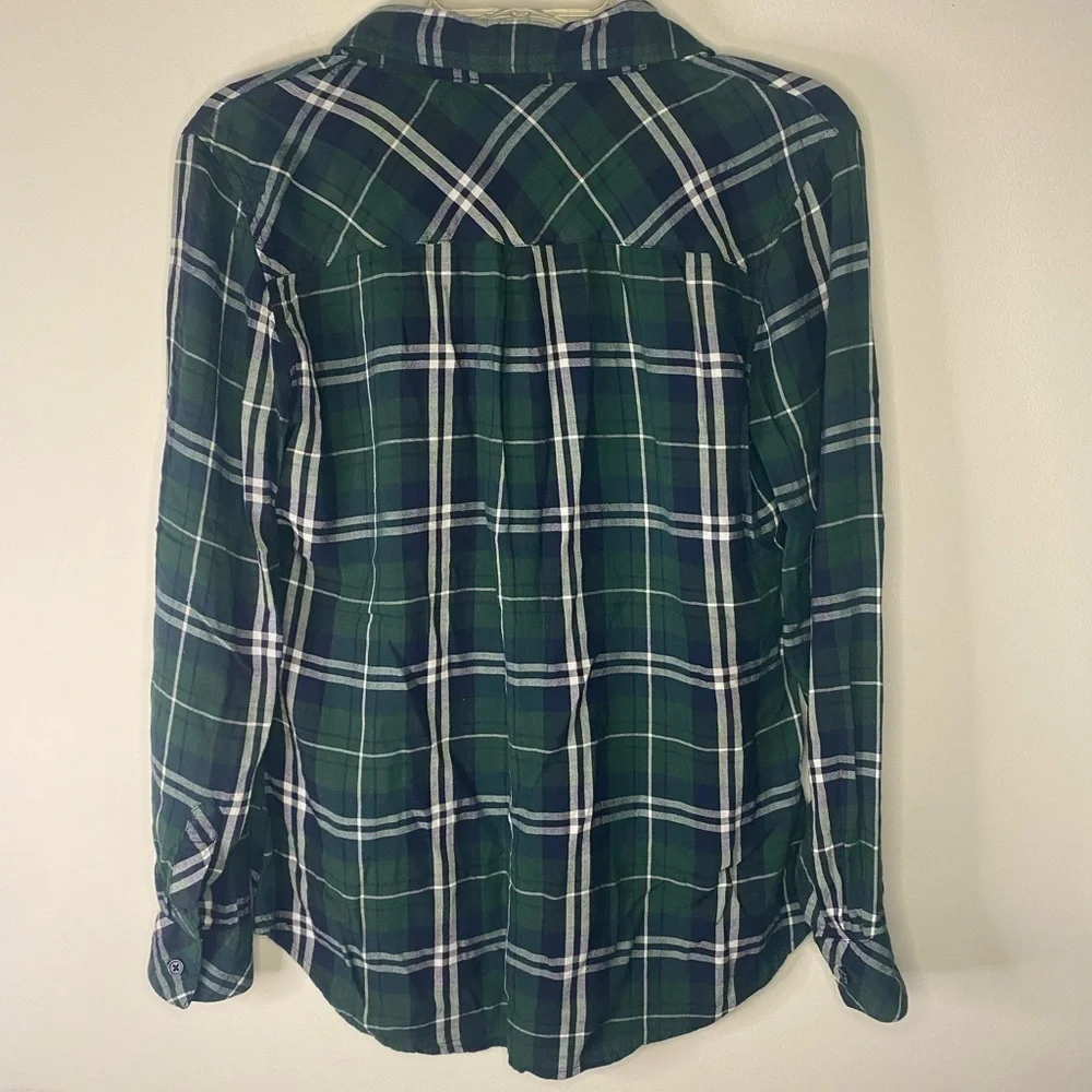 South Moon Under Green Blue Plaid Long Sleeve Button Down Western Shirt Small